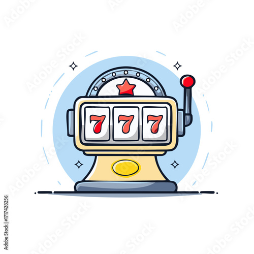 Lucky Seven Slot Machine with Jackpot Win and Gambling Entertainment