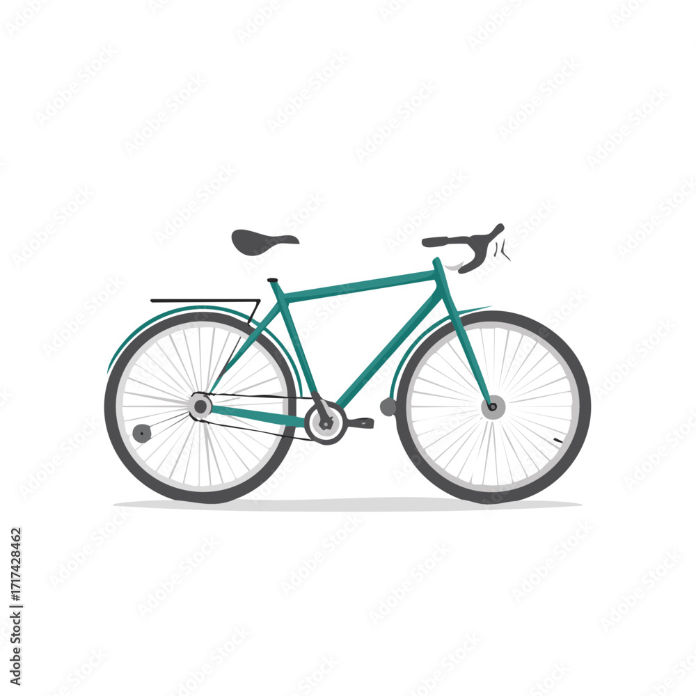 Fototapeta premium Classic Teal Commuter Road Bicycle with Rear Rack Flat Vector Illustration