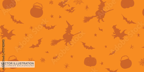Seamless Halloween pattern background for wrapping paper, books, greeting cards and website backgrounds