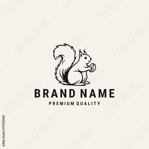 Squirrel nuts logo vector hipster vintage template design