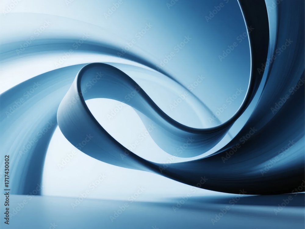 Obraz premium Abstract blue flowing ribbon with smooth curves and gradient lighting