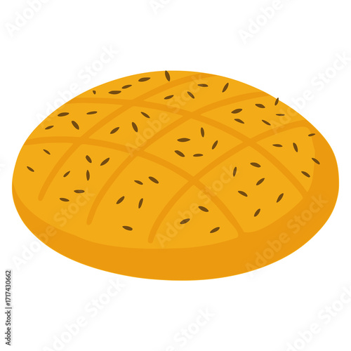 Belokranjska Pogača Slovenian flat bread flat color vector illustration template design