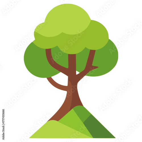 tree with soil landscape scene view nature flat color vector illustration template design