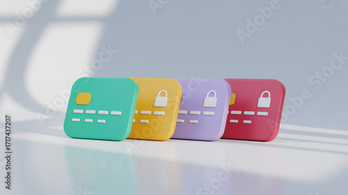 Secure credit cards online payment methods financial security banking colorful cards locked transactions safe 100