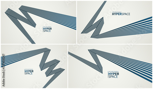 \3D lines in impossible perspective vector minimal abstract background set, force and energy in dynamic motion creative concept, surreal speed.