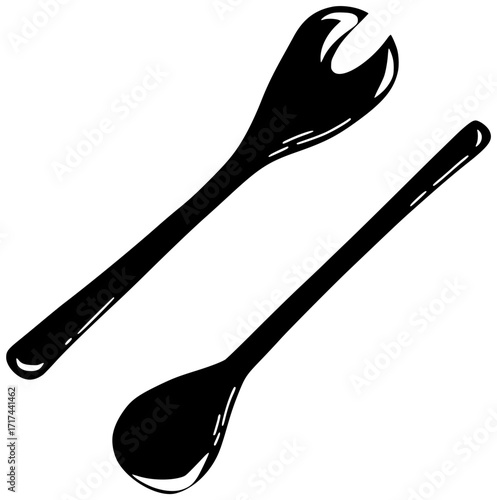 wooden illustration cooking silhouette spoon logo kitchen icon food outline kitchenware equipment background utensil tool white wood cook natural shape meal vector graphic background