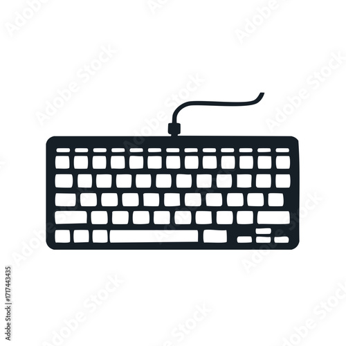 Keyboard Vector Illustration Black and White Computer Peripheral Input Device Icon Minimalist Style