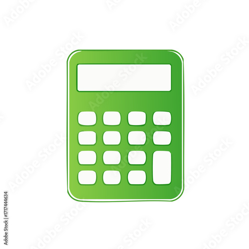 Green Calculator Icon Illustration with Rounded Edges for Mathematical Calculations