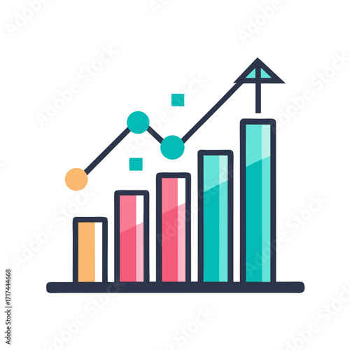 Colorful bar chart showing upward trend and growth