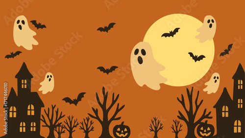 halloween background with pumpkin and bats