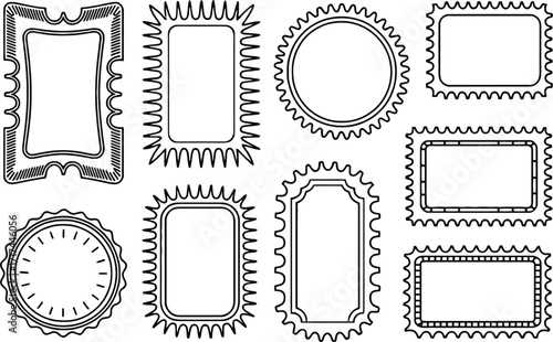 Collection of Decorative Stamp-Like Frames and Borders