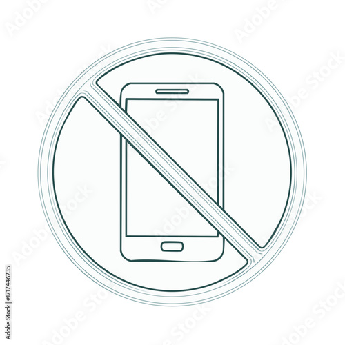 No cell phones allowed vector sign representing prohibited communication zone and silence requirement or digital detox