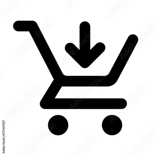 Shopping Cart Add Icon for UX/UI Interfaces  Downward Arrow Symbol for Item Selection, Purchase Intent, and E-Commerce Interaction  Scalable Vector for Web, Mobile, and App Design
