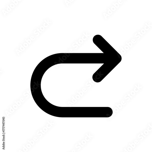 Redo Icon for UX/UI Interfaces  Curved Arrow Symbol for Action Reapplication, Step Forward, and Edit Restoration  Scalable Vector for Web, Mobile, and App Design

