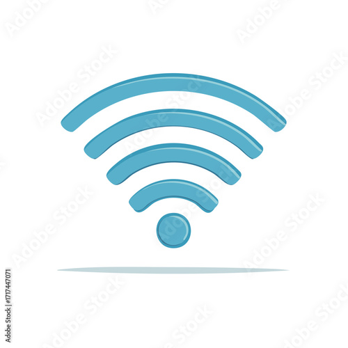 Stylized Blue Wi-Fi Icon: Connectivity Symbol for Wireless Network Signal