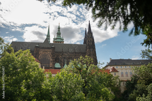 St. Vitus Cathedral in Prague Castle complex, Gothic landmark in Prague, Czech Republic.
