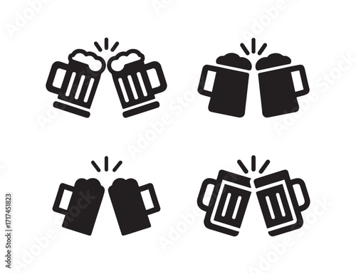 Two clinking beer mugs celebration illustration Design