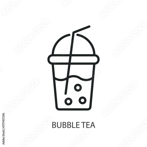 Bubble tea thin line vector icons.