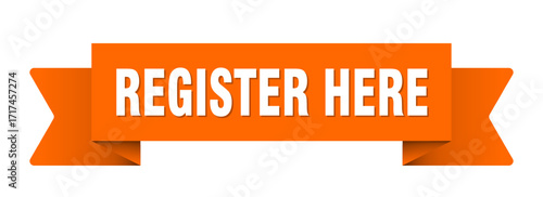 register here ribbon isolated on transparent background. register here ribbon