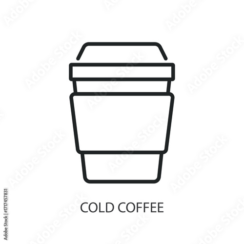 Cold coffee thin line vector icons.