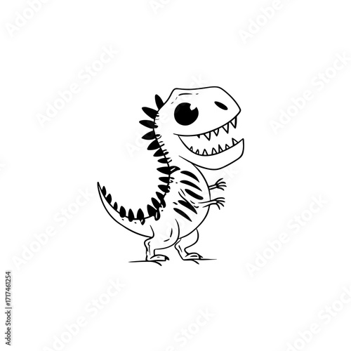 Allosaurus. Allosaurus simple black and white line art vector logo