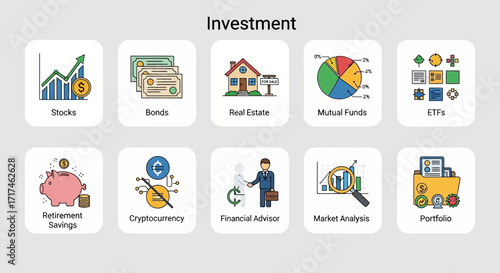Diversified Investment Portfolio Stocks, Bonds, Real Estate, and Crypto Assets