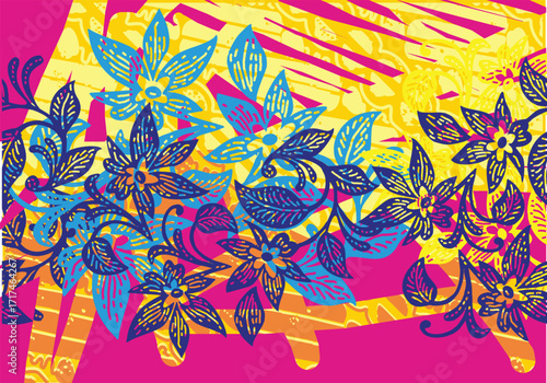 Indonesian batik motifs with very distinctive plant patterns