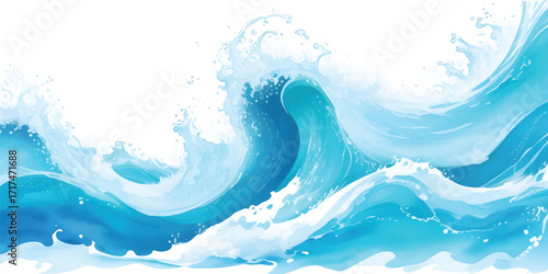 Elegant Soft Blue Water Wave Background – Tranquil Ocean-Themed Watercolor Design for Posters, Digital Art, Website Banners, and Social Media Posts