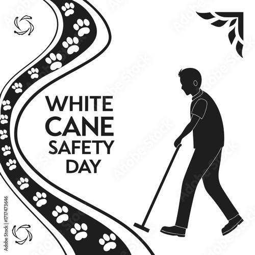 WHITE CANE SAFETY DAY vector illustration