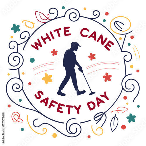 WHITE CANE SAFETY DAY vector illustration