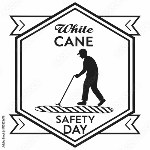 WHITE CANE SAFETY DAY vector illustration