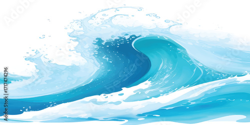 Soft Blue Ocean Watercolor Background – Calm and Tranquil Wave Design for Digital Art, Graphic Projects, Website Headers, and Social Media Graphics