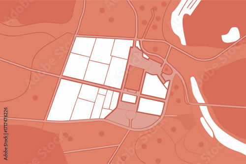 Abstract Urban Block Map in Red Tones city map street map of