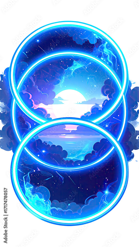 custom made wallpaper toronto digitalTwo overlapping rings showcasing a serene sunrise/sunset view