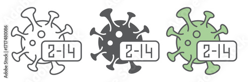 Coronavirus incubation period line icon, infection and covid-19, virus sign, vector graphics, a linear icon on a white background, eps 10.