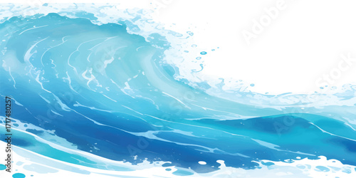 Elegant Soft Blue Ocean Watercolor Waves – Calm Background for Graphic Design Projects, Digital Art, Website Banners, and Posters