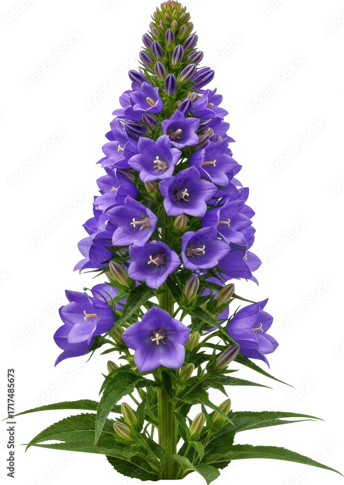 Fototapeta premium Vibrant purple delphinium flower bloom detailed close-up photography nature beauty