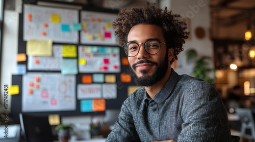 Man with friendly expression in modern office