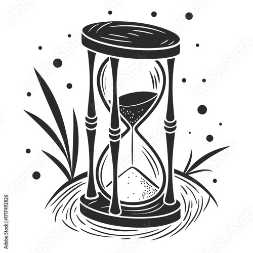 Vector illustration of a sand glass hourglass, a symbol of time, countdown, and deadline