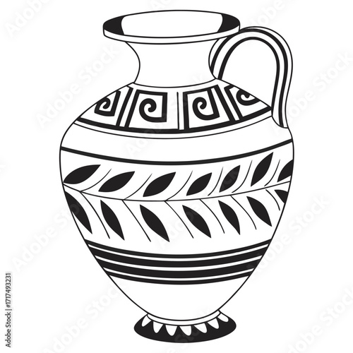 Ancient Greek amphora pottery with traditional patterns