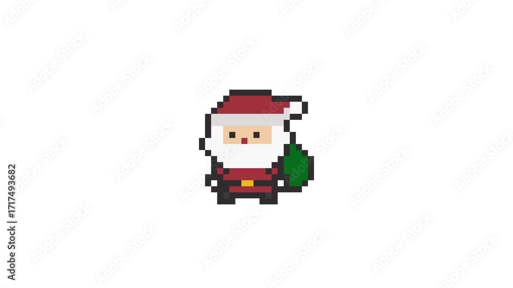 8-bit pixel art santa character walk. looped animation 4k 30fps Stock ...