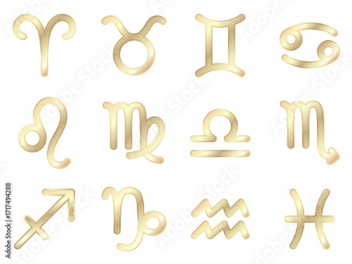 12星座のアイコンセット金色