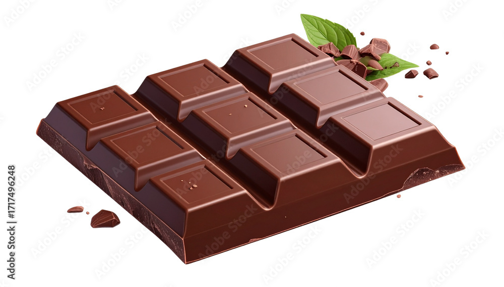 Fototapeta premium Chocolate Bars PNG, Transparent Background, Sweet Candy Bar, Dark Chocolate, Milk Chocolate, Dessert Illustration, Snack Bar, Cocoa Treat, Realistic Chocolate Piece, Confectionery Design