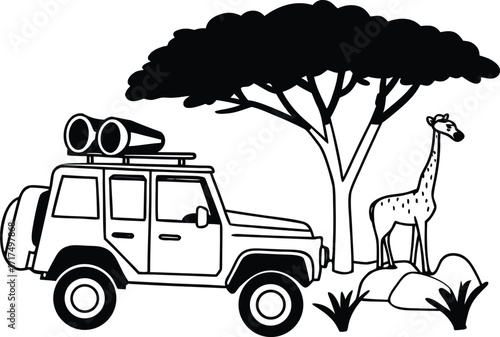 Colorful toy transportation vehicles including a heavy truck and a car on a road, a simple vector illustration