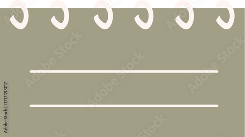 Simple Olive Green Notepad with White Lines and Spiral Binding.