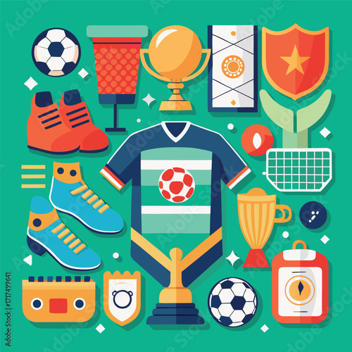 Design an illustration representing the spirit of competition in sports.