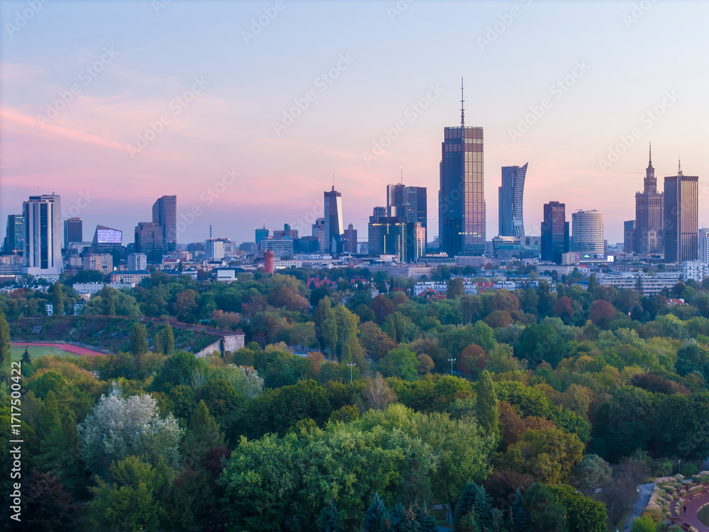 Φωτογραφία Modern cityscape of Warsaw in the morning, the capital of Poland