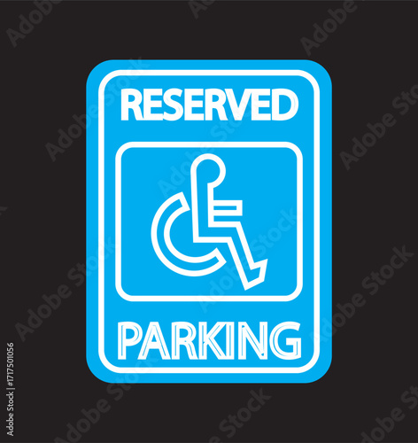 Set of three accessible parking signs with wheelchair symbol and reserved parking text. Vector icons pack of 3 filled accessible icons