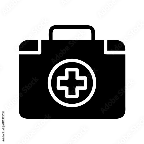 First aid kit icon, black flat vector (Black Vector / Illustration Style)