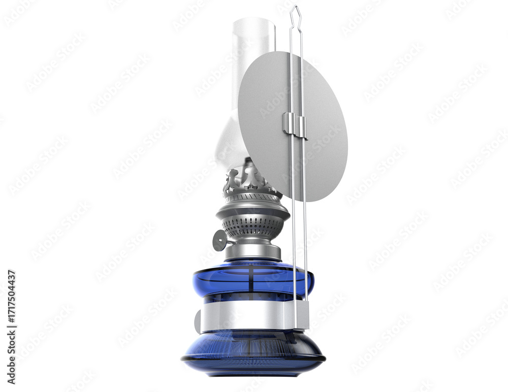 Φωτογραφία Authentic Classic Vintage Kerosene Oil Lamp with Blue Glass Base and Clear Chimn